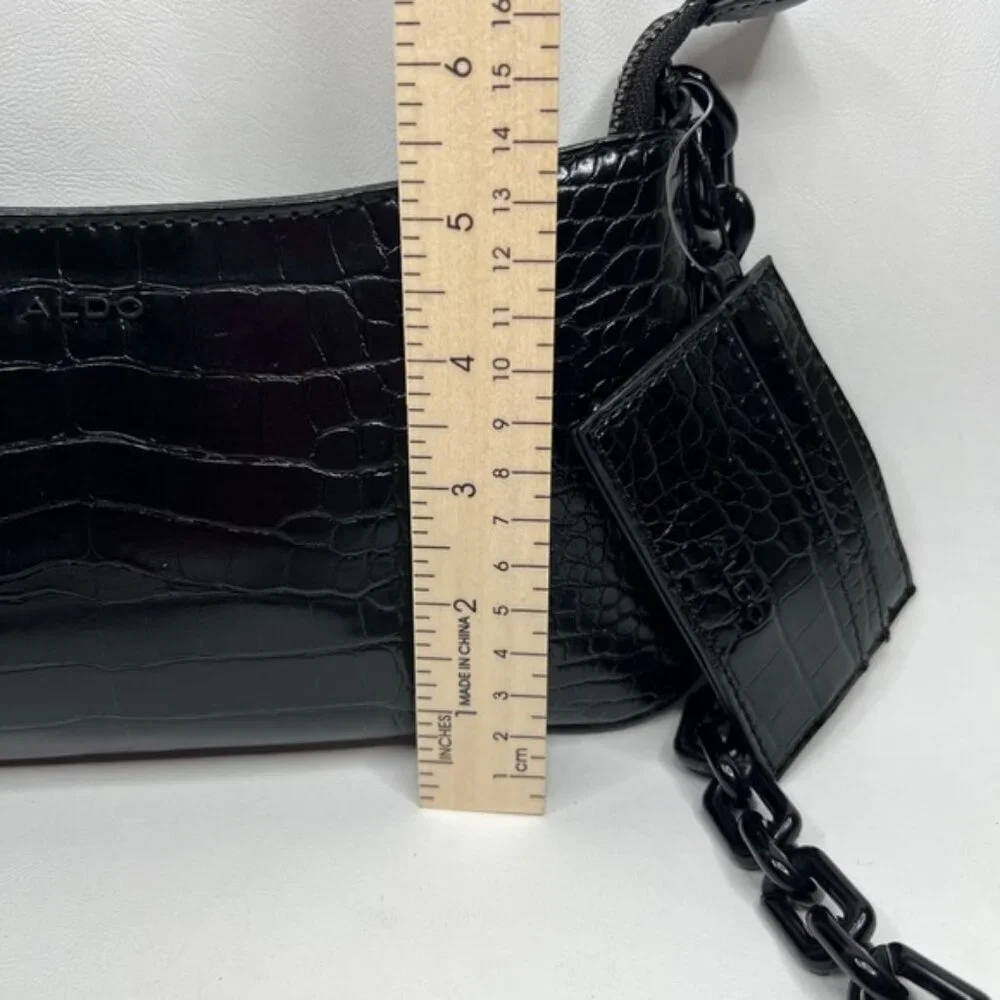 NWT ALDO Griregann Faux Leather Small Shoulder Purse Chain Strap Card Holder Set